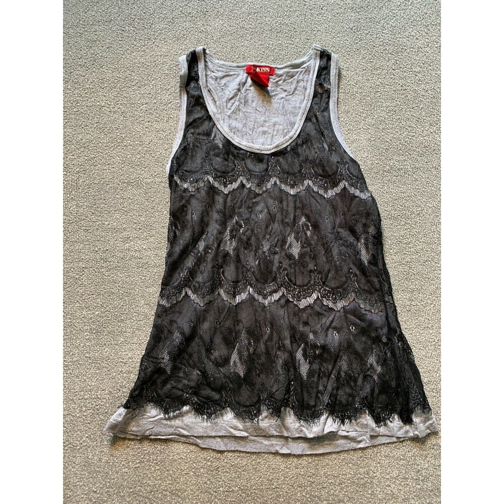 First Kiss Sleeveless Top Womens Medium M Black